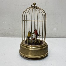 Linden Singing Bird Cage Music Box Vintage West Germany Brass