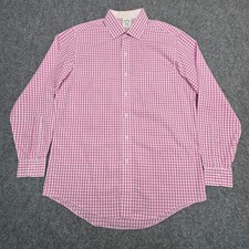 Brooks Brothers Shirt 16.5 34 Pink Gingham Non-Iron Supima Cotton Classic Fit