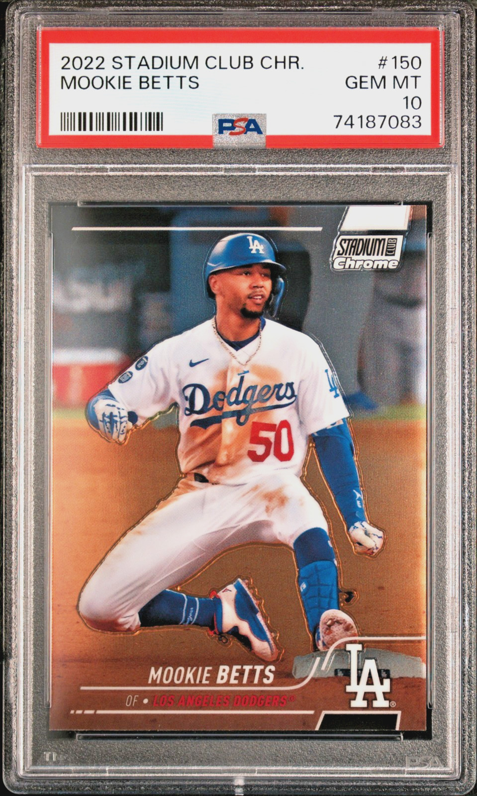 2022 Topps Stadium Club Mookie Betts #150 (CHROME) PSA 10 GEM MINT (LOW POP: 4)