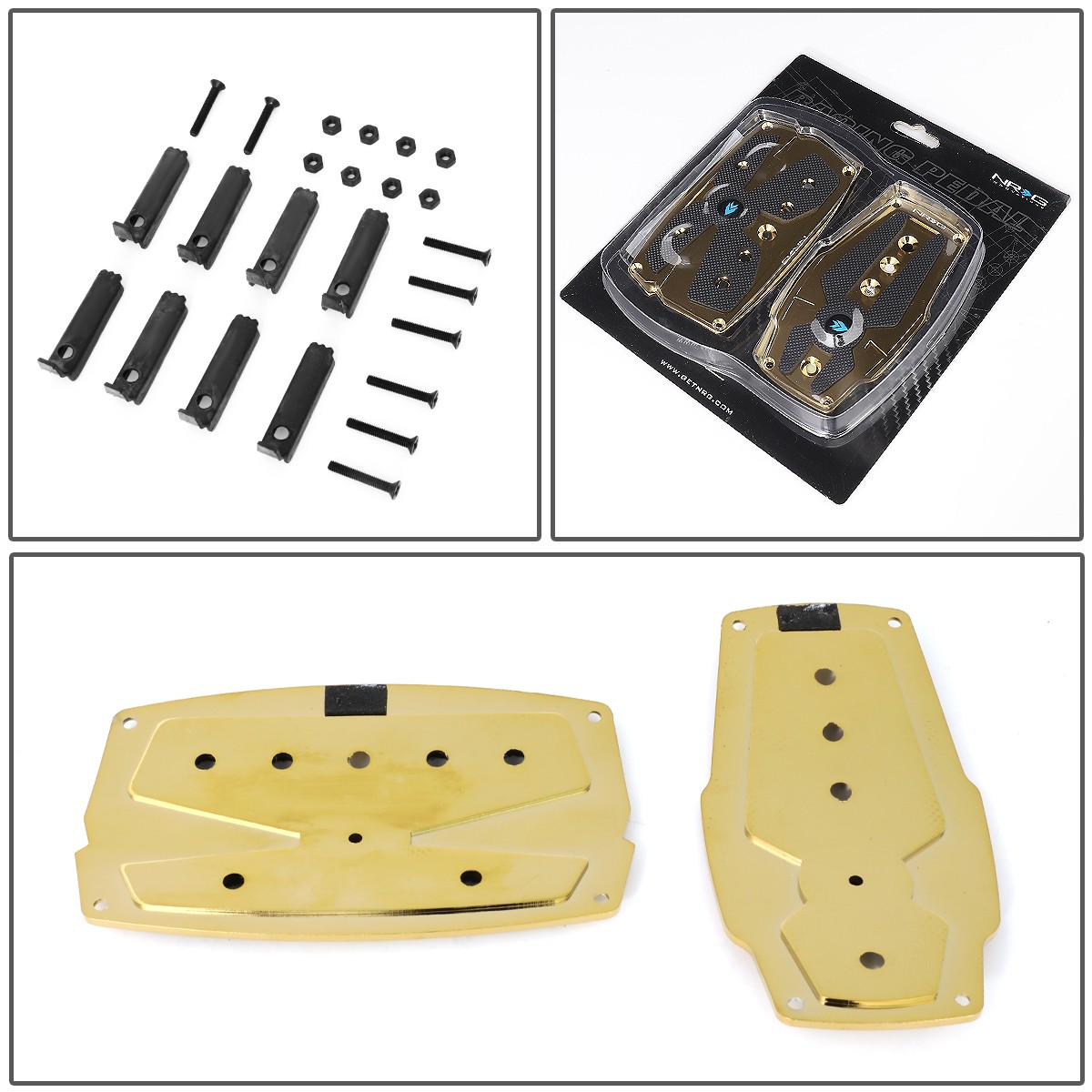 NRG Aluminum Brake & Fuel Pedal Cover Set – Automatic (PDL-250BK) Black Anodized