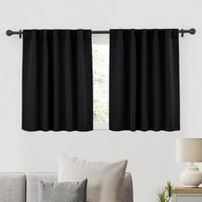 RYB HOME Short Black Curtains for Bedroom, 42"W x 36"L Pack of 2 ,