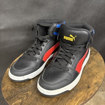 Puma Rebound LayUp Mens Size 9.5 Black Red Blue Athletic Leather Shoes Sneakers