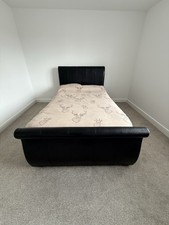 Lucia Grey Upholstered Double Bed Divan Frame Brown Faux Leather
