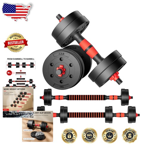 Juego de mancuernas ajustables 30 lb 2 piezas barra convertible gimnasio en casa hierro rojo