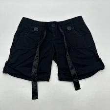 G By Guess Shorts Women Size 26 Black Pockets Logo .#37478