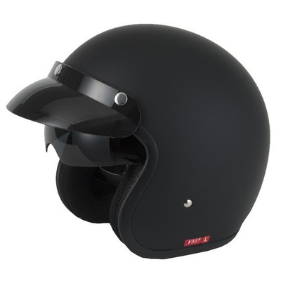 VCAN Jethelm Drop Down Sonnenblende Roller Motorrad Helm Matt Schwarz