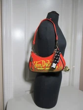 NEW    VON DUTCH SATCHEL/SHOULDER BAG       ORANGE/GOLD FLAMES