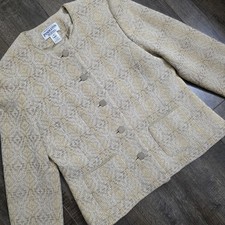 Vintage Pendleton Crop Jacket Blazer Womens Size 6 Tan Beige Virgin Wool Lined