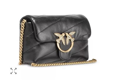 New Pinko 'Love Click Puff Baby' Crossbody Black Leather Bag