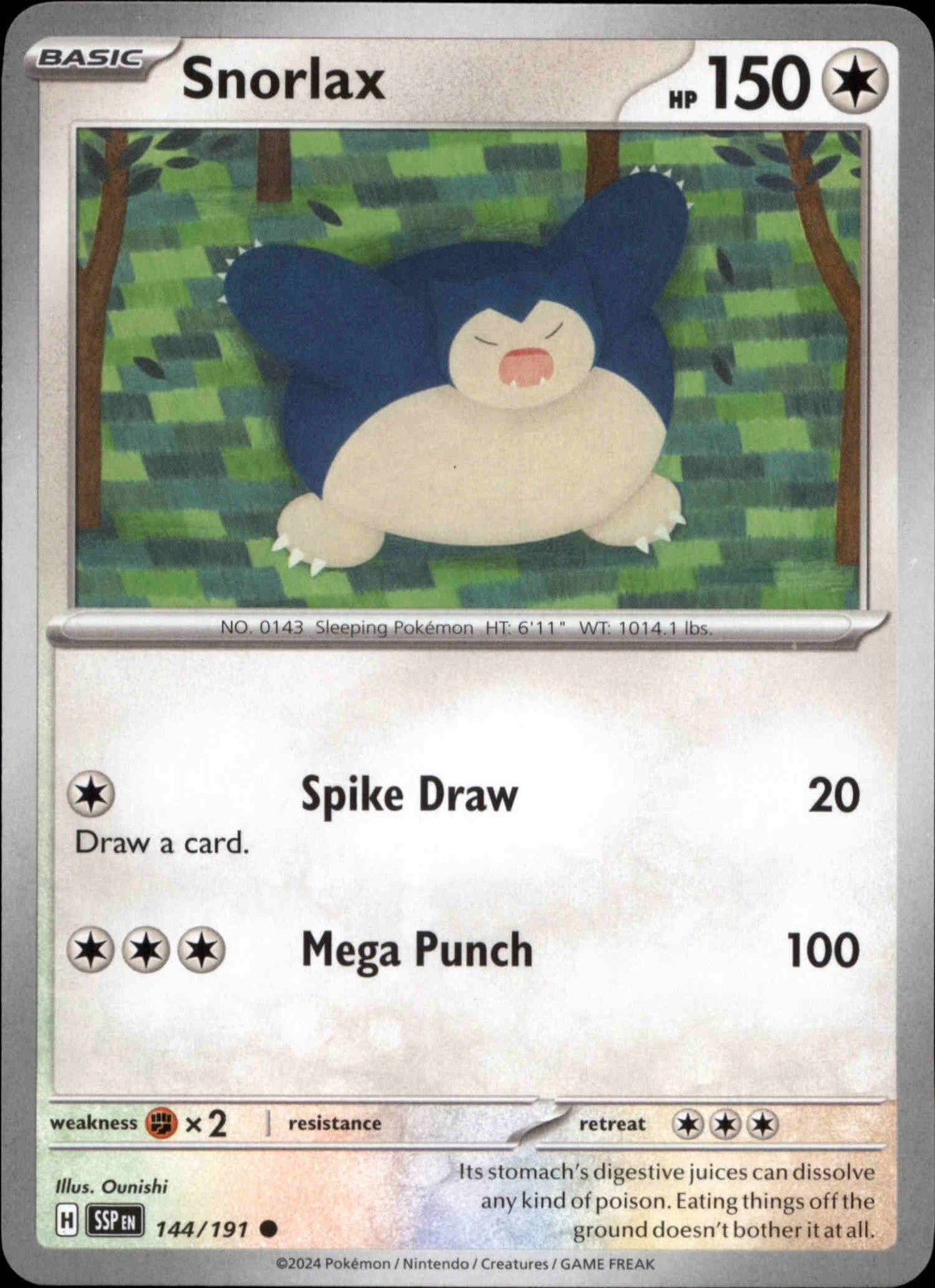 Snorlax 144/191 Normal Common SV08: Surging Sparks NM