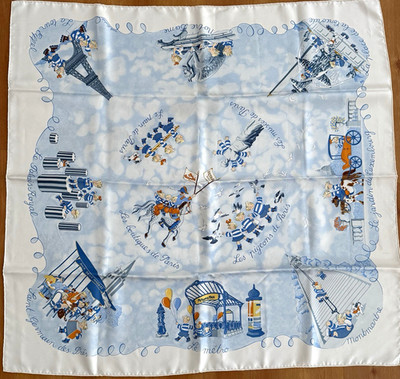 Seltenes Hermès Tuch  Les Triplés  89x89cm mit Box