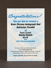 Kevin Durant 2025-26 Bowman Basketballl NBA TRUE RED /5 AUTO Houston Rockets
