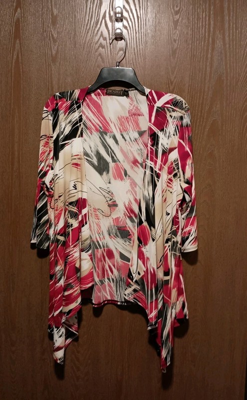 PICADILLY FASHIONS Cardigan L Abstract Fit Stretch Open 3/4 Sleeve Drape