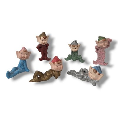 Commodore Pixie Ornaments Elf Sprite Mica Glitter Christmas Figurines Set of 6