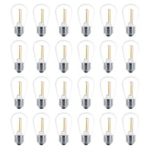 Meconard 24 Pack LED S14 Replacement Light Bulbs Shatterproof Outdoor 1 Watt
