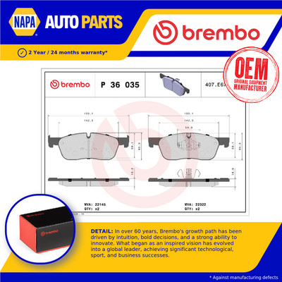 Brake Pads Set Front P36035 Brembo GX732K021BA T2H43858 T2H53847 T2H53853 22322