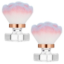 Ptwola 2 Pcs Nail Dust Brush Art Powder Remover Soft Pink