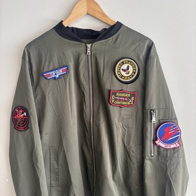 RARE Vintage Top Gun Bomber Jacket Flight School Large Movie Promo Tom Cruz
