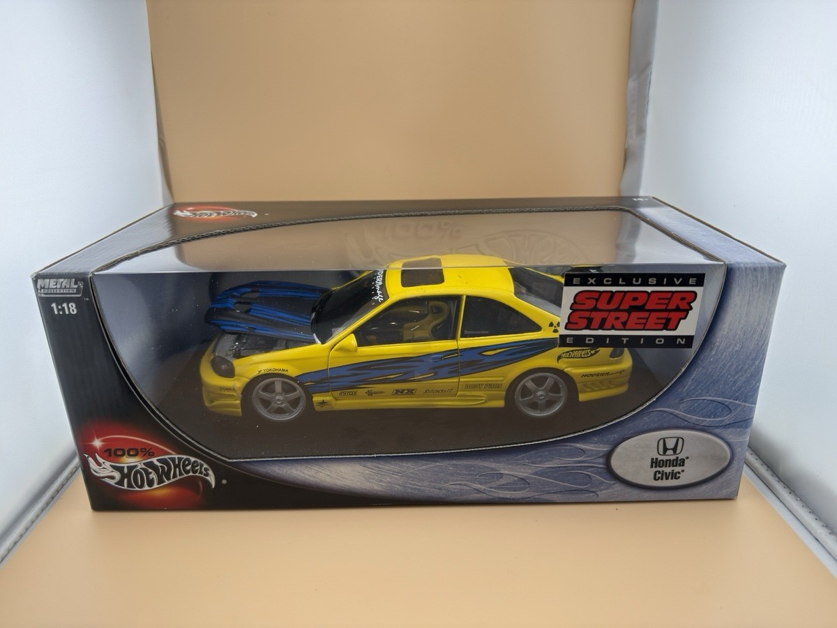 未開封 1/18 Hot Wheels Honda Civic イエロー Hot Wheels Honda Civic Exclusive Super Street Edition Yellow
