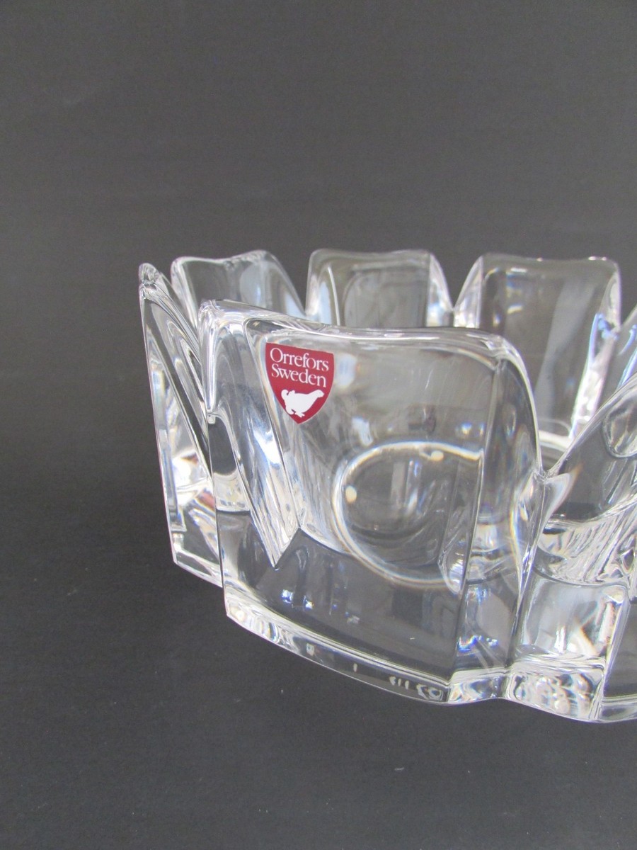 Vintage Orrefors Sweden Glass Crystal Corona Bowl 7.5