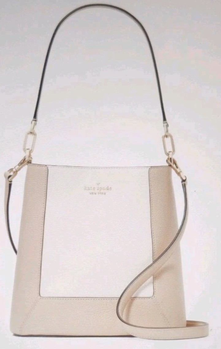SAINT LAURENT Borsa a secchiello Kate Spade donna sabbia chiara colorblock pelle ciottoli KH441 nuova