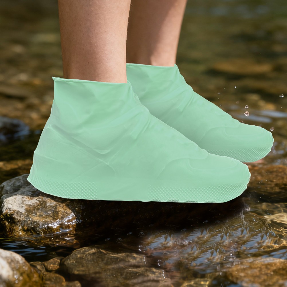  4 Pairs Boot Covers Reusable Waterproof Shoe Bike Outdoor Anti Skid