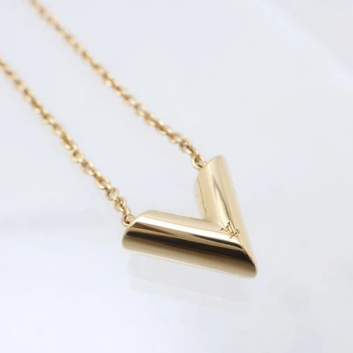 LOUIS VUITTON（LV） Collana con ciondolo Louis Vuitton Essential V GP placcato oro M61083 lunghezza 46 5 cm