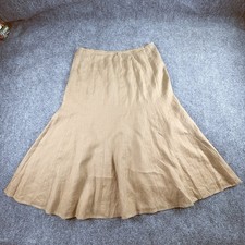 Vintage Y2K Talbots Skirt Fresh Linen Womens 18 Brown Boho Cottagecore Artsy 90s