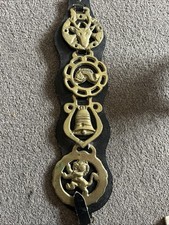 Vintage Solid Horse Brass X 4 Wall leather straps Pixie Warwick Horse
