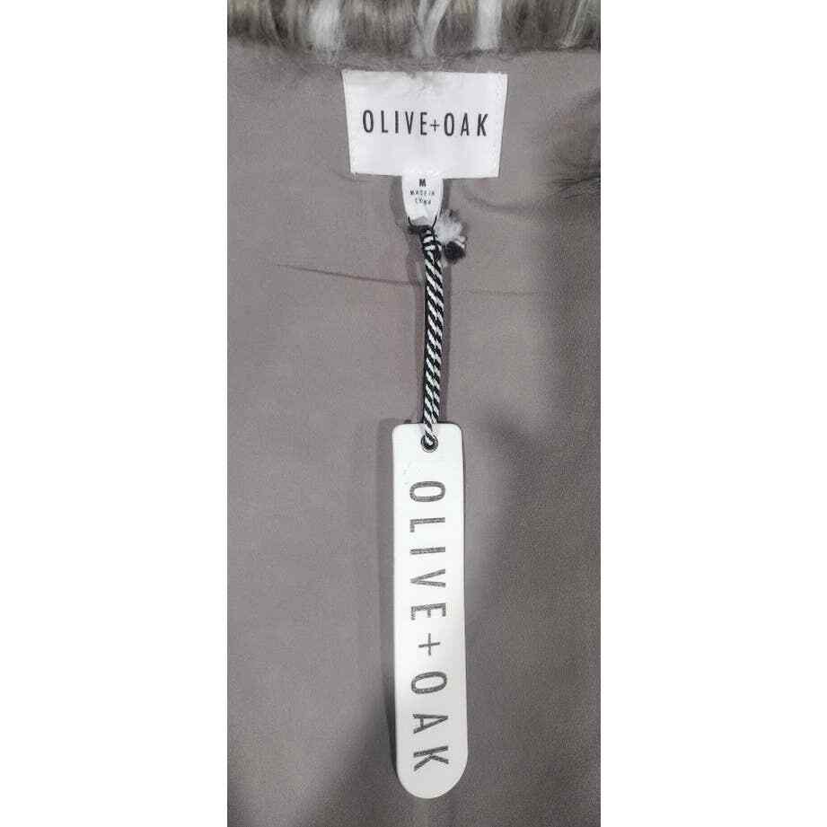 Olive & Oak Fully Lined Striped Faux Fur Vest with Hook & Eye Closures, Sz M