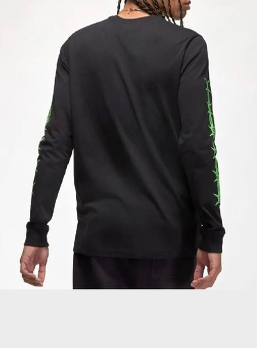 Nike Jordan Flight MVP Men's Long Sleeve T-Shirt Black Green Large RRP £39.95 - Picture 2 of 5