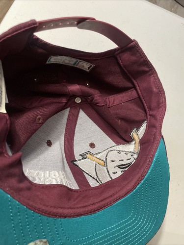 Vintage CCM NHL Anaheim Mighty Ducks großes Logo Druckknopflasche Mütze Kappe Wolle 20 JAHR SELTEN - Bild 12 von 14