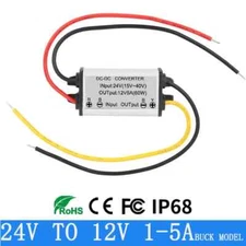 24V to 12V Converter Step Down Waterproof Module DC 1A-5A Buck Voltage Regulator