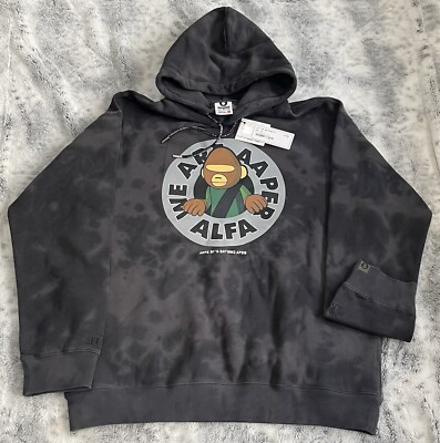 Size XL Aape by *A Bathing Ape Black Wash Gel Print Hoodie