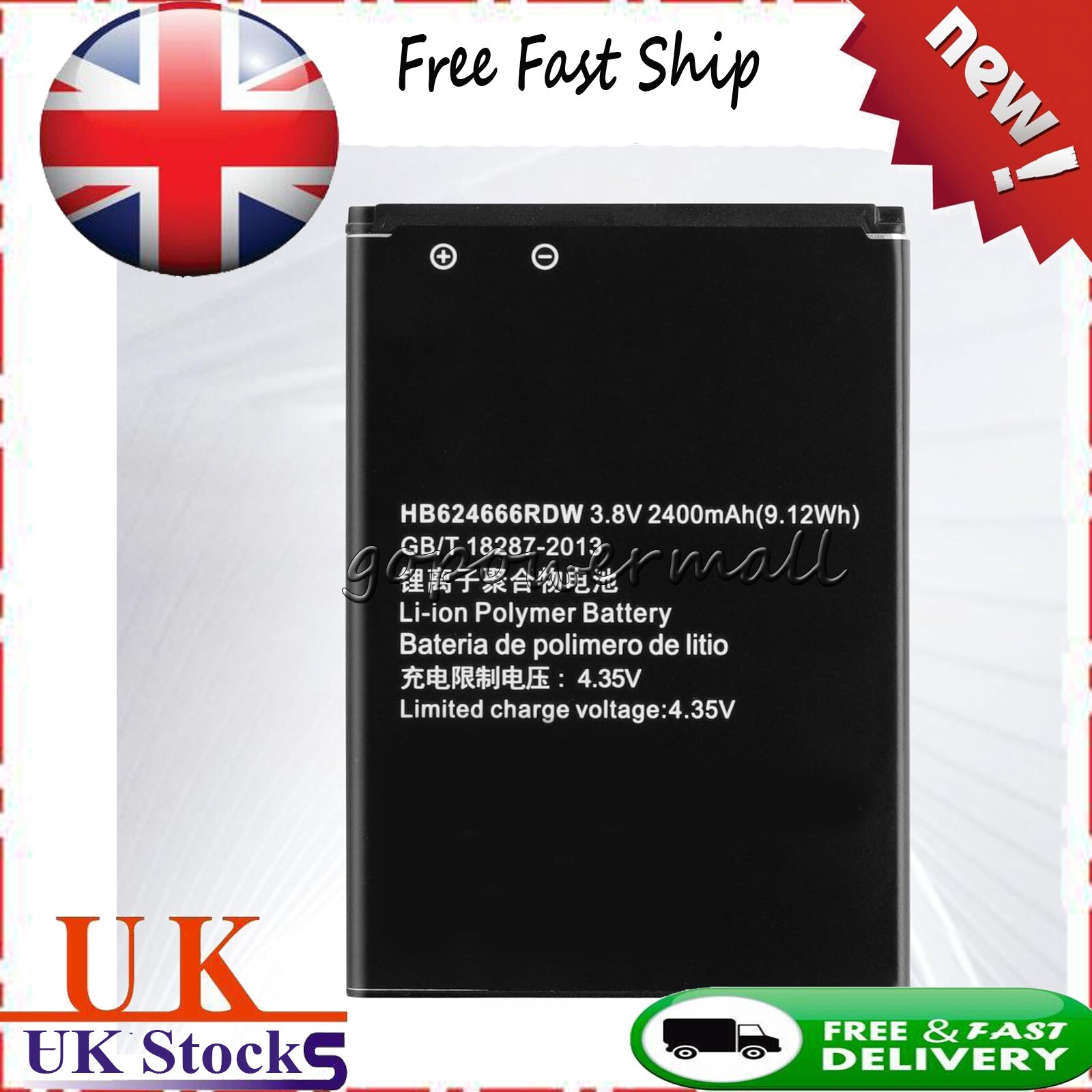 HB624666RDW Battery For Huawei E5783 E5783B-230 WiFi New 3.8V 2400 mAh
