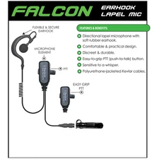 Tactical Ear Gadgets FALCON Quick Release Earpiece for ICOM F Series (See List)