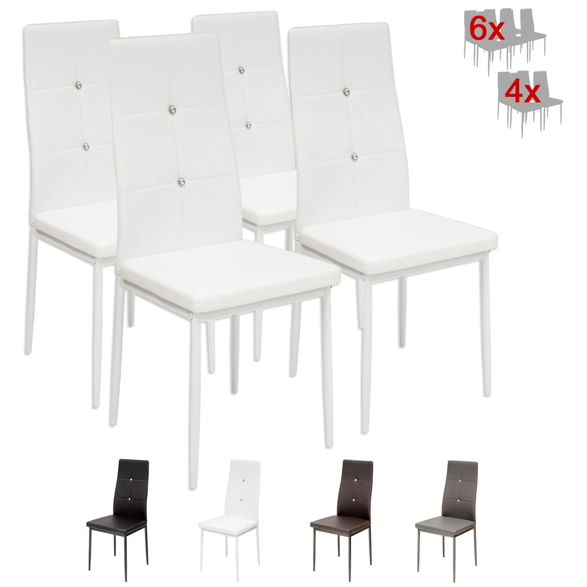 Esszimmerstühle SET 4/6 Stk Farbe und Stückzahl wählbar Kunstleder DIAMOND