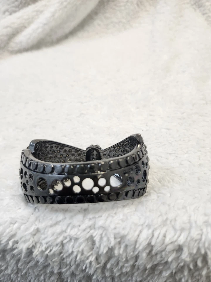 Kirks Folly Black Rhinestone Adorned Bow Hinged Bracelet NWOT Scene Goth - Image 4 of 4