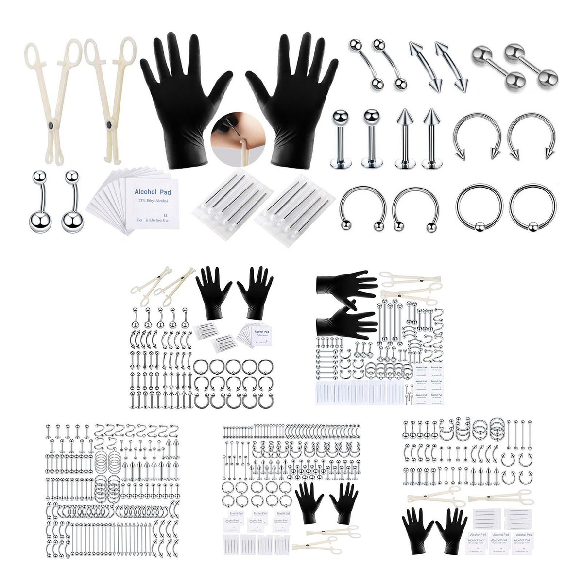 Body Piercing Kit With Needle Pack Nose Septum Belly Button Piercing Tool  Kit