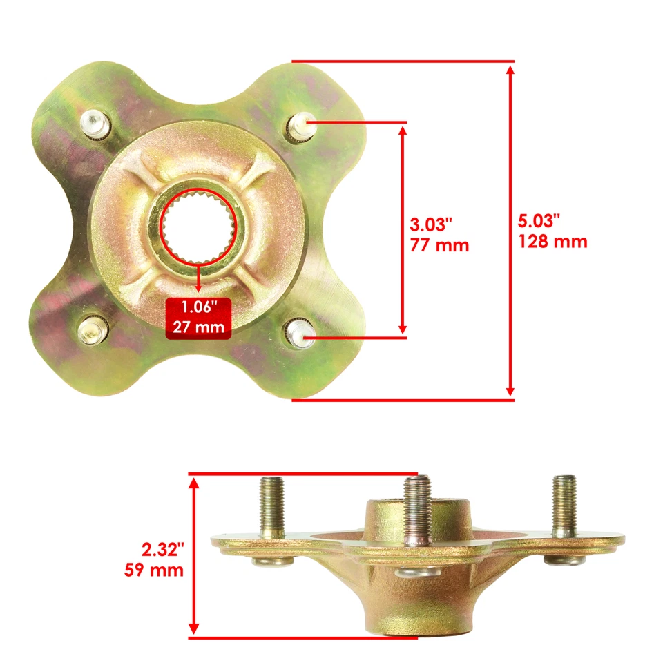 Rear Wheel Axle Hub for Yamaha Kodiak 400 YFM400FW  YFM400A 2X4 4X4 1993-2002 - Image 3 of 4