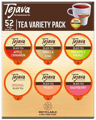 Tejava Tea Variety Pack, 52Ct, 6 Assorted Blends, All Natural Unsweetened Flavor