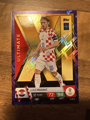 Autocollant Luka Modric Croatie Topps UEFA Euro 2024, édition Purple Foil, N.CRO2