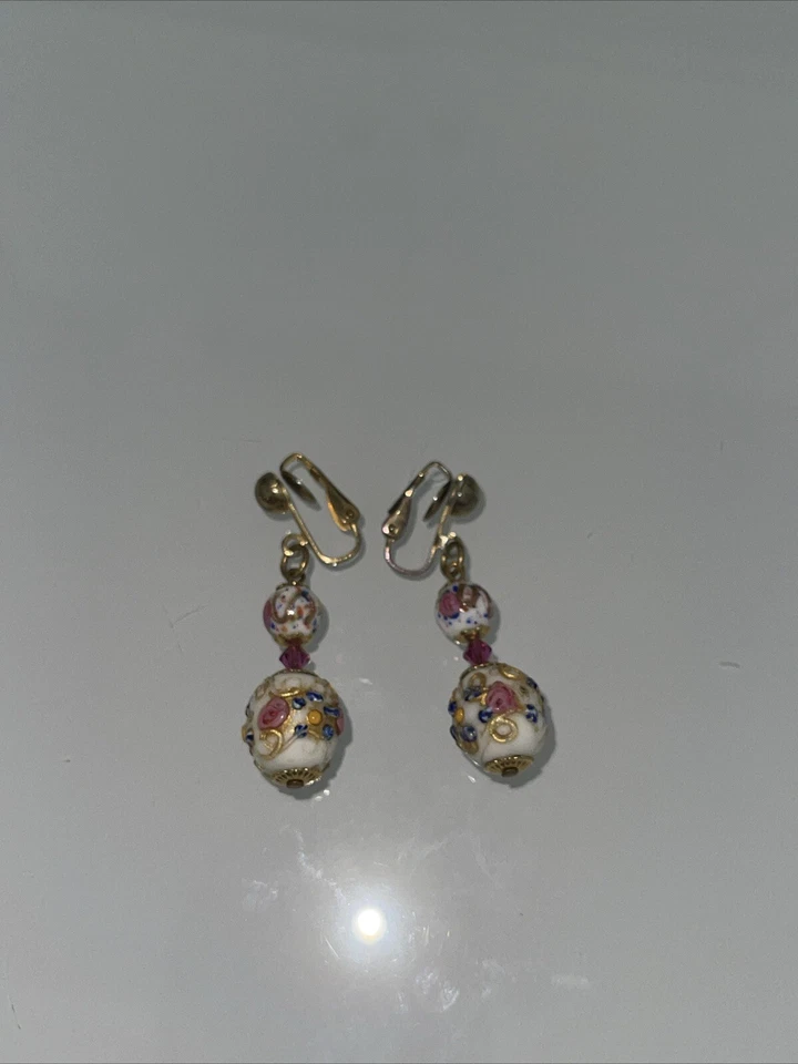 Винтажный подвеской из чистого муранского стекла бусина свадебный торт серьги красивый дизайн - Изображение 3 из 4