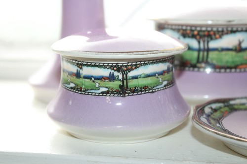 Antico set vanità porcellana art deco 10 pezzi anni 20 - Foto 5 di 9