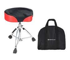 Rockville RDS53 Black/Red Double Braced Drum Throne 4" Padding, Lockable Height