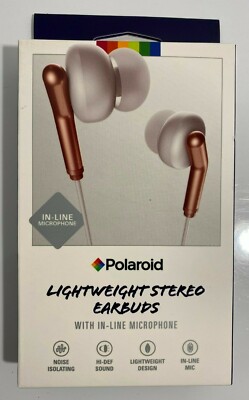 Polaroid Lightweight stereo earbuds with in-line microphone. New in box