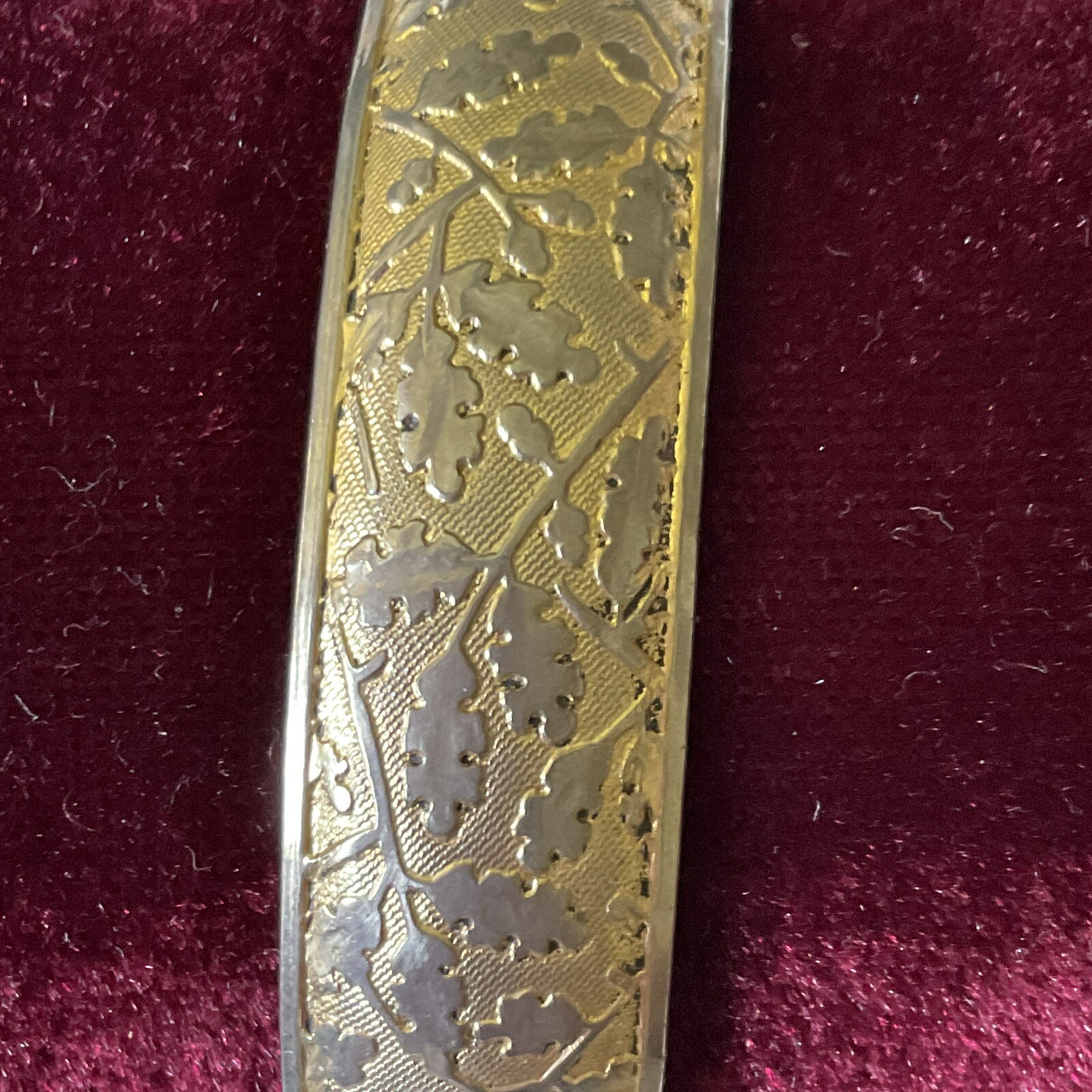 Bangle Bracelet Chain Missing Signed Freirich Victorian Revival Floral Etched-image