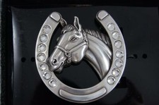 Nocona Blazin Roxx Horseshoe and Horsehead with Rhinestones Belt Buckle 37028