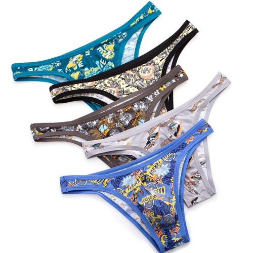 Men's Colorful Printed Briefs Underwear Sexy Breathable Bikini Underpants S-XL - Picture 3 of 72