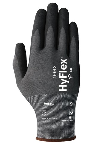 Gants extensibles légers confort Ansell HyFlex 11-840 mousse nitrile - Photo 9 sur 9